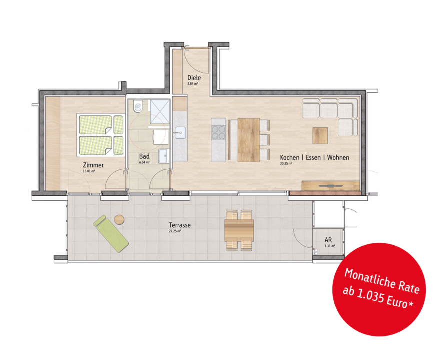 2-Zimmer-Gartenwohnung - Top 2